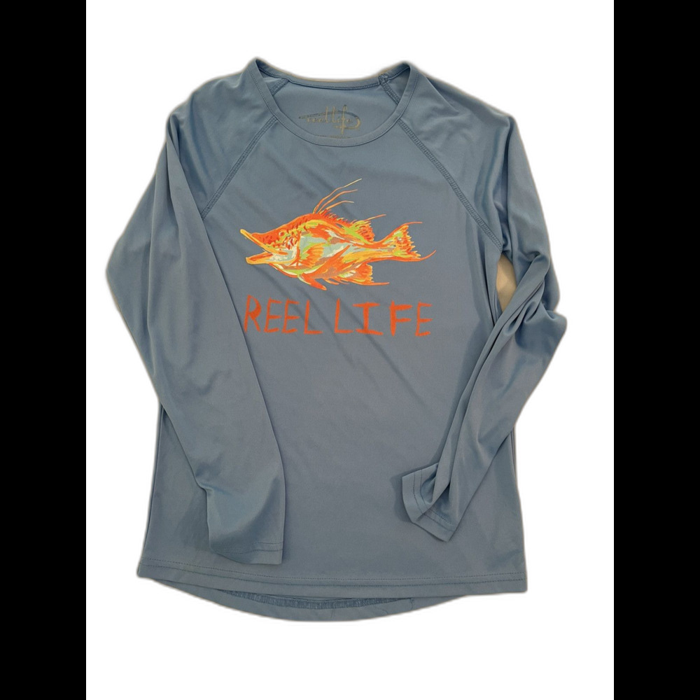 Reel Life Gear Shirt Men’s Size Medium Blue Long Sleeve Fishing
